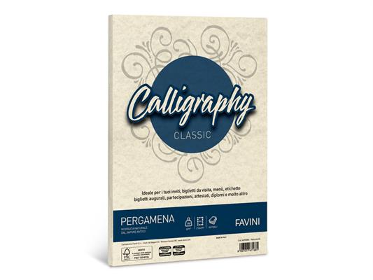 Carta Calligrafica Pergamena  A4 190gr. 50 fogli - Naturale