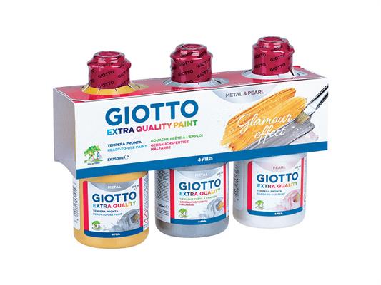 Tempera Metal/Pearl 250ml Giotto 3pz. Assortiti