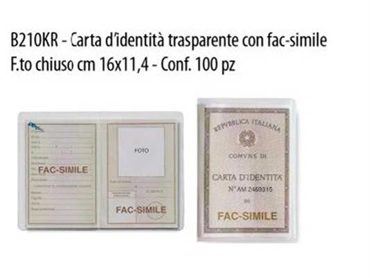 Porta carta d'identità  trasparente aperto sopra 100 pz.