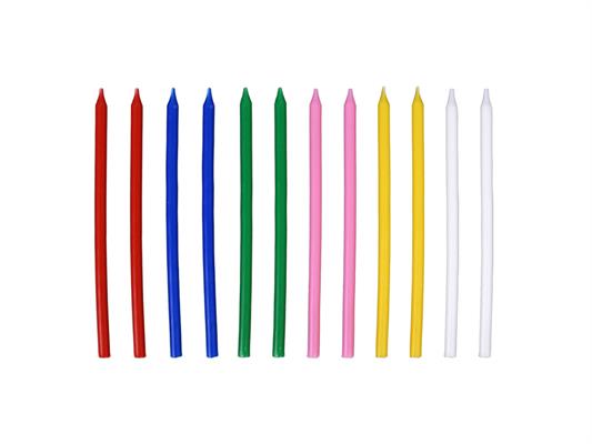 Candele per festa 14cm 12pz assortiti