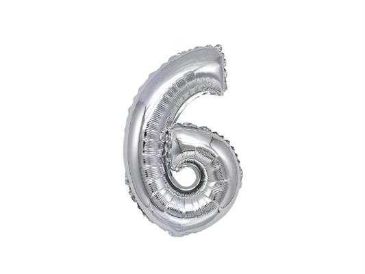 Palloncino Mylar numero 6 argento 40cm