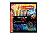 Stabilo Woody 3in1 Arty + temperino 6pz.