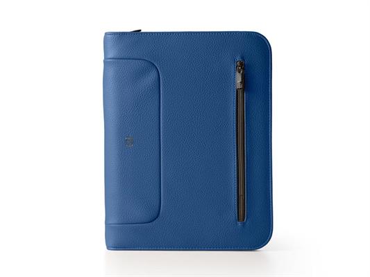 Portablocco A4 gate ecopelle con zip - Blu